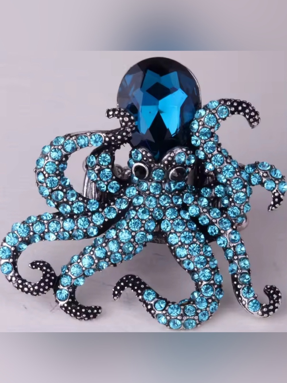 Blue Crystal Octopus Ring